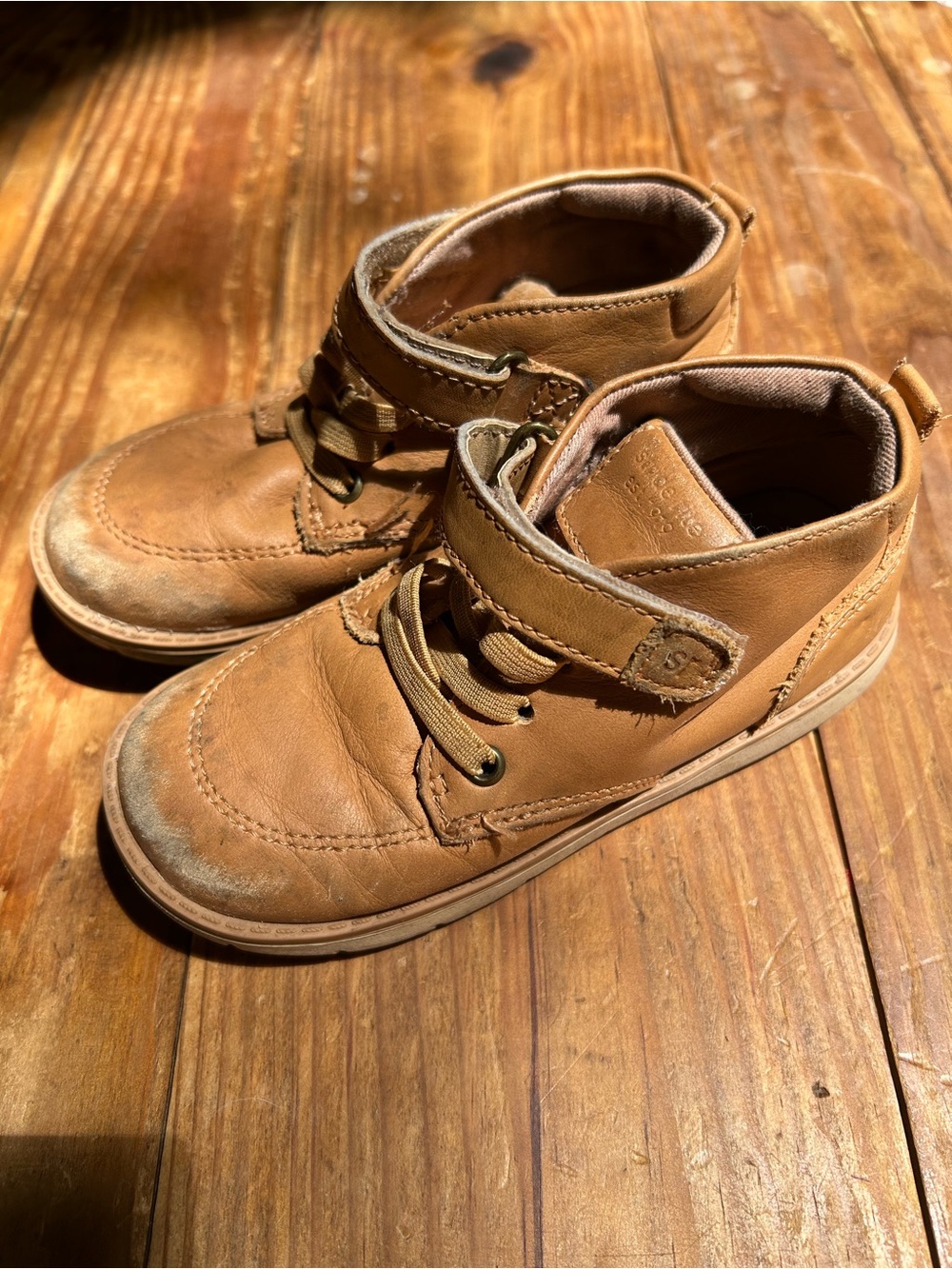 Stride Rite Kids Tan Leather High-Top Boots